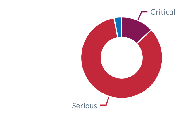 Pie chart with a breakdown of severity