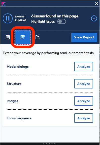 Semi automated test tab within the web flow analyzer