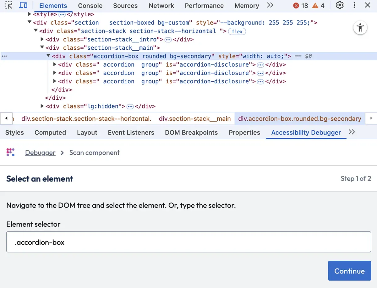 Select an element panel with input field filled with selector #open-modal