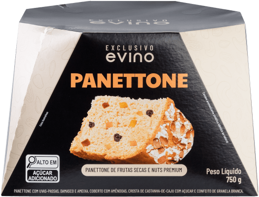 Panettones e Vinhos: Uma dupla irresistível Panettone Exclusivo Evino Sabor Frutas Secas e Nuts Premium - 750g