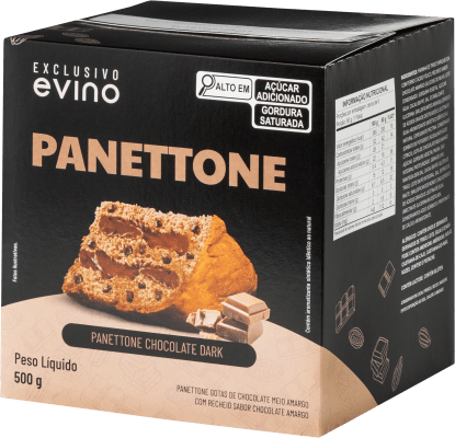 Panettone Exclusivo Evino Sabor Chocolate Amargo e Cacau - 500g