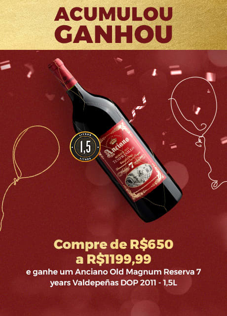 Compre de R$650 a R$1199,99 e ganhe um Anciano Old Magnum Reserva 7 years Valdepeñas DOP 2011 - 1,5L