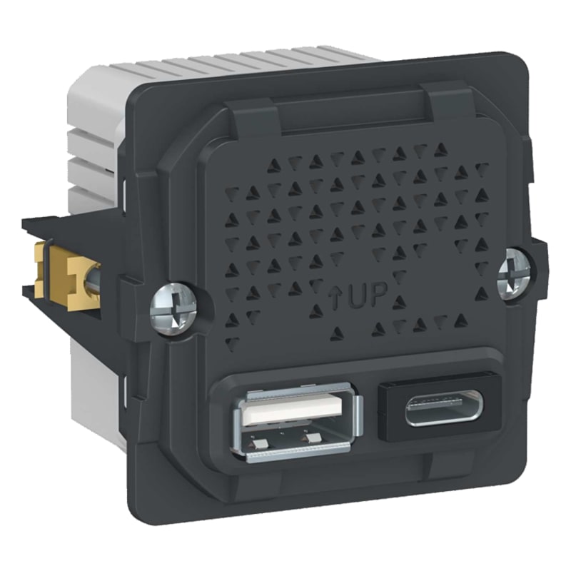 Anbefalede plejeforældre ødemark Fuga 2 x USB lader type A+C, 2,4A, 1 modul, uden afdækning | 1017053104 |  AO.dk