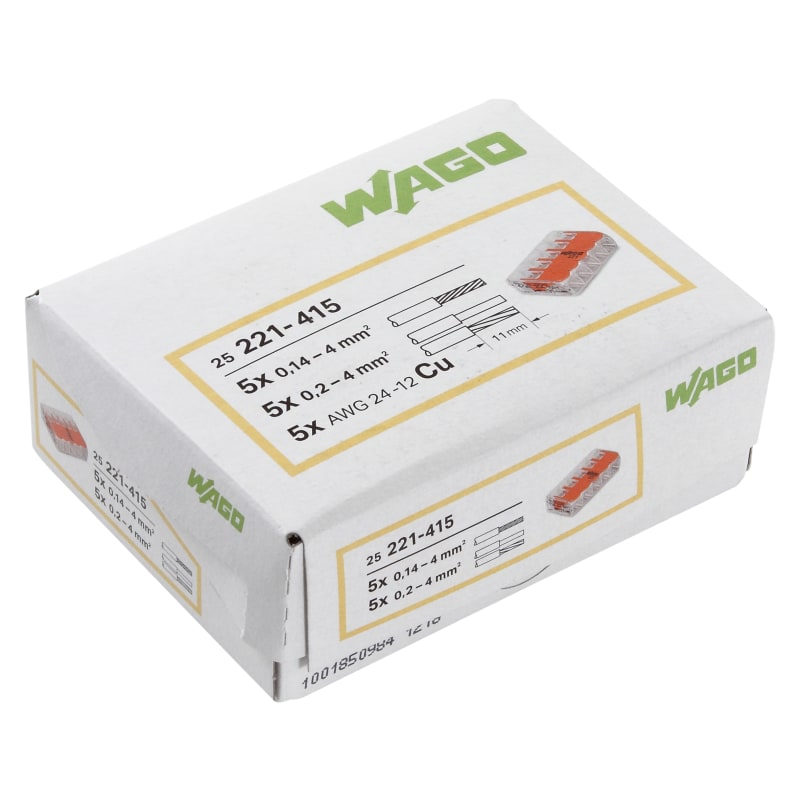 BORNE WAGO 221 MINI 5x4mm2 à LEVIER - Wago - 221-415