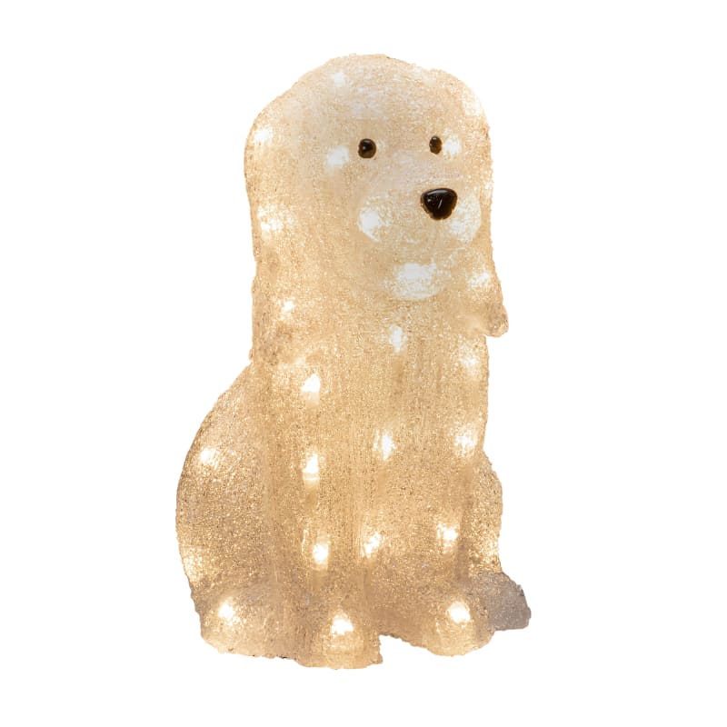 siv hektar Hvor Konstsmide Siddende hund i akryl, 40 varmhvide LED, højde 31 cm. |  6648703307 | AO.dk