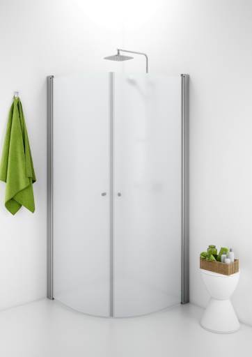 Köp IDO Showerama rundat duschhörn 10-4, 70x90 cm, med borstade aluminiumsprofiler och frostat glas