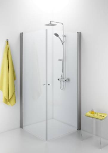 Köp IDO Showerama 10-02, fyrkantigt duschhörn, 70x100 cm, med borstade aluminiumsprofiler och klarglas