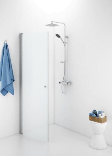 Köp IDO Showerama bockad duschdörr 10-41, med borstad aluminiumsprofiler och frostat glas - 70 cm