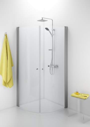 Köp IDO Showerama rundat duschhörn 10-4, 90x70 cm, med borstade aluminiumsprofiler och klarglas