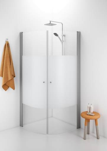 Köp IDO Showerama rundat duschhörn 10-4, 70x90 cm, med borstade aluminiumsprofiler och halvfrostat glas