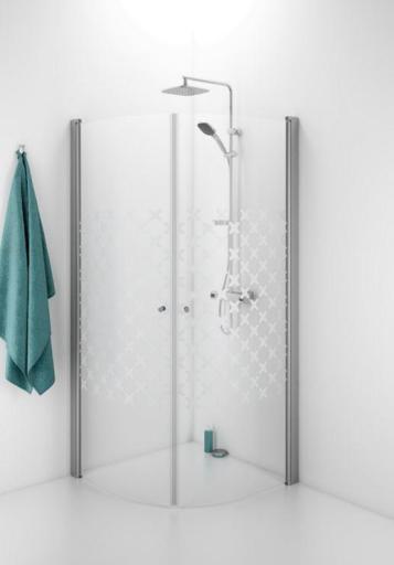 Köp IDO Showerama rundat duschhörn 10-4, 90x90 cm, med borstade aluminiumsprofiler och cross mönstrat glas