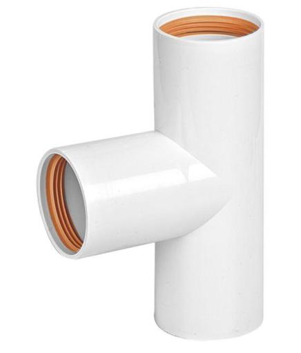Köp T-rör 40 mm x 90° med gummitätning - vit