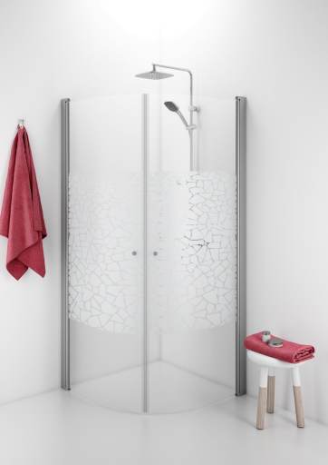 Köp IDO Showerama rundat duschhörn 10-4, 90x90 cm, med borstade aluminiumsprofiler och mosaic mönstrat glas