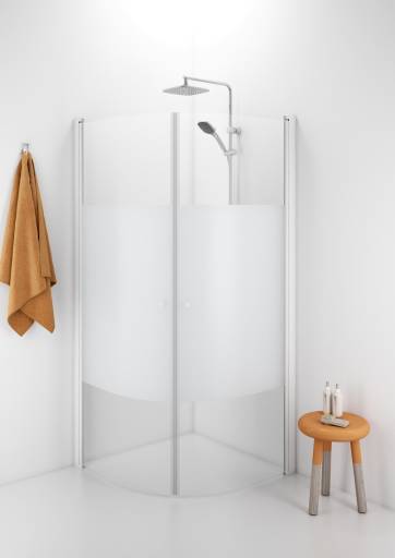 Köp IDO Showerama rundat duschhörn 10-4, 90x90 cm, med vitlackerade profiler och halvfrostat glas