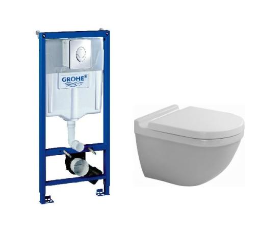 Köp Toalettpaket med Duravit Starck 3 väggskål och Grohe cistern