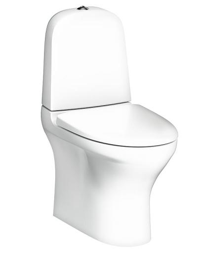 Köp Gustavsberg Estetic 8300 golvstående toalett, p-lås, för limning, m/hygienic flush, ceramicplus samt soft close & quick release sits - Vit