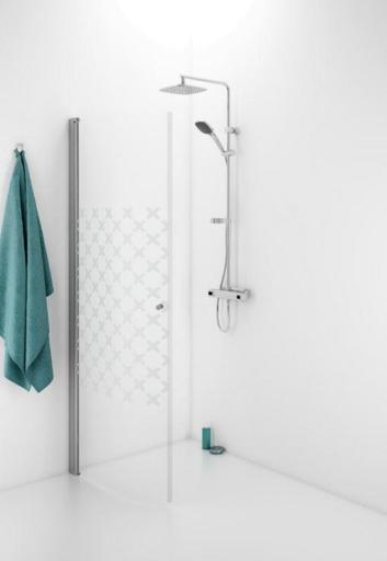 Köp IDO Showerama bockad duschdörr 10-41, med borstad aluminiumsprofiler och cross mönstrat glas - 90 cm