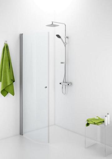 Köp IDO Showerama bockad duschdörr 10-41, med borstad aluminiumsprofiler och klarglas - 70 cm