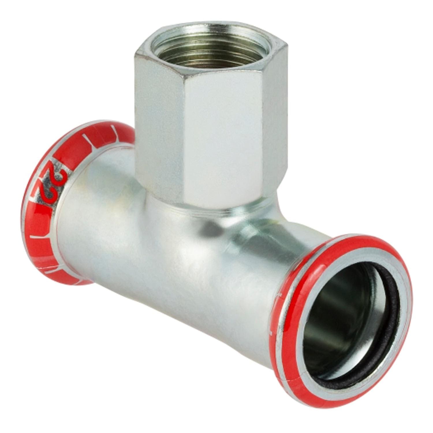 Kob Geberit Mapress forzinket T-stykke m/muffe t/varmeanl?g 28 mm x 1/2 ...