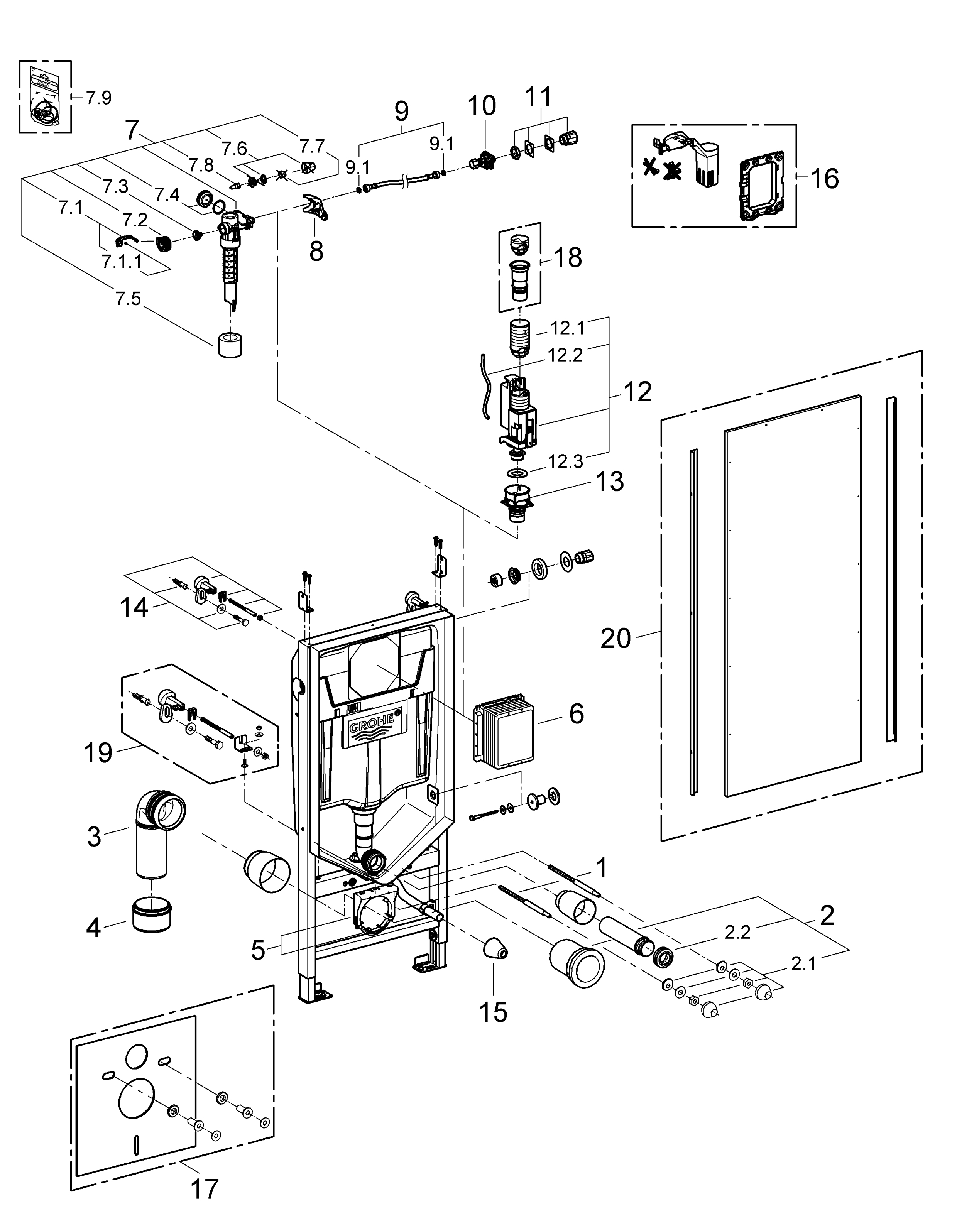 Grohe Rapid SL innbyggingssisterne, 113,2 cm | 39062000