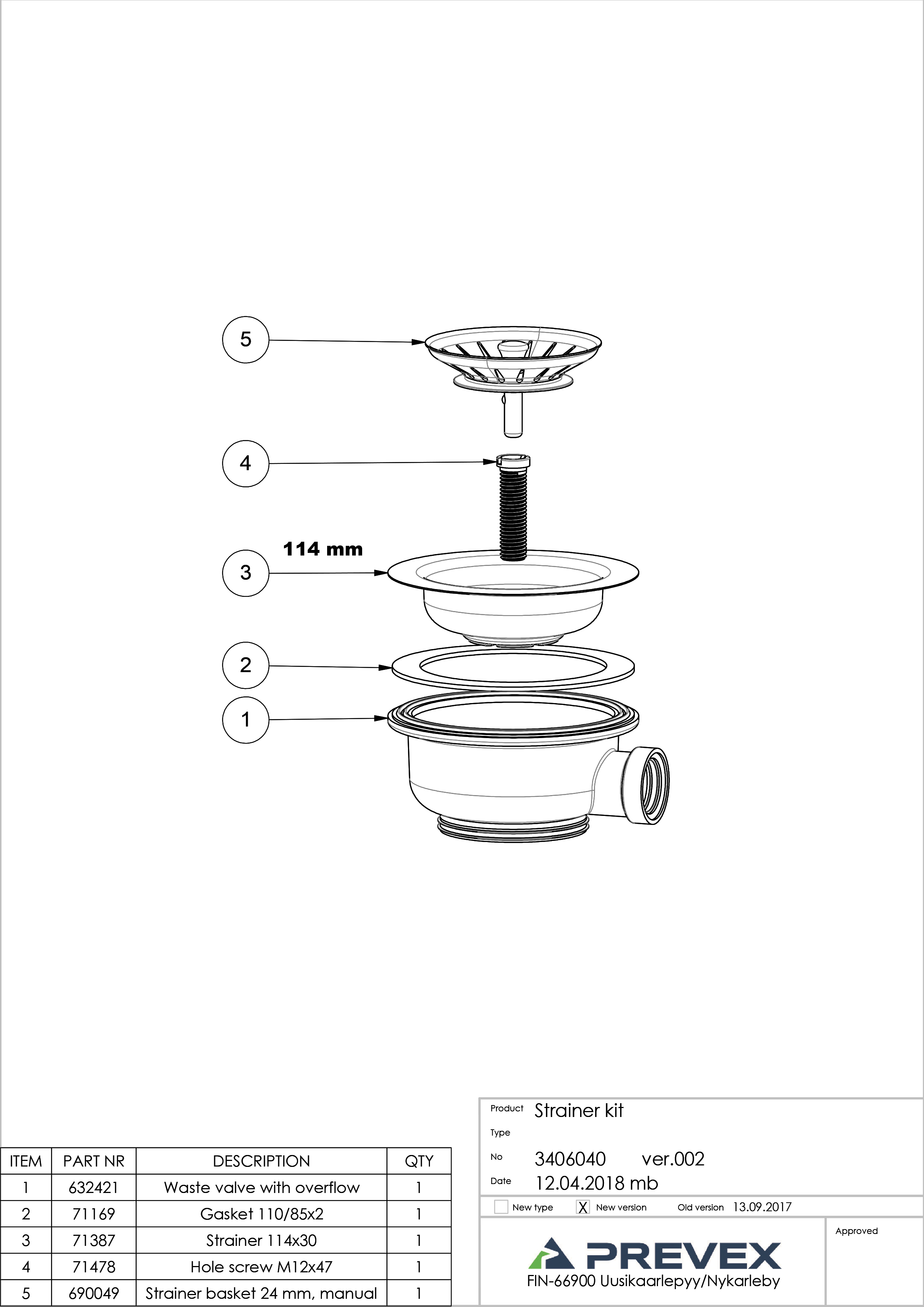 Prevex SmartLoc vandlås til dobbelt køkkenvask med kurveventil 114 mm | LavprisVVS.dk