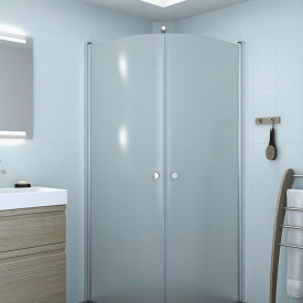 Dansani Match dusjhjørne, modell E+E, 89x89 cm, frostet glass, satin profil