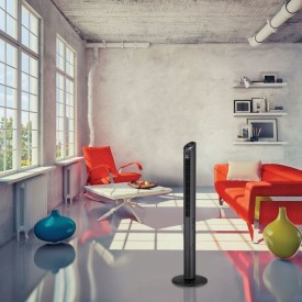 Highland golvfläkt med fjärrkontroll, svart