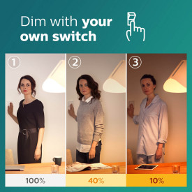 Philips SceneSwitch E27 standardpære, 2200-2700K, 7,5W