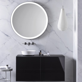 Alape speil med lys, dimbar, Ø100 cm, sort