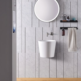 Alape speil med lys, dimbar, Ø60 cm, sort