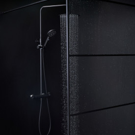 Gustavsberg Square dusjvegg, 79 cm, klart glass, matt sort profil