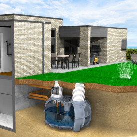 WaterCare regnvandsanlæg, til hus, 5000 liter