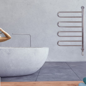 Kriss Curvo håndkletørker, el, 55x103 cm, polert rustfrit stål