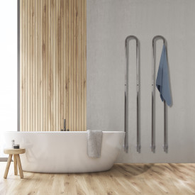 Kriss Duo håndkletørker, el, 19x148 cm, børstet rustfrit stål