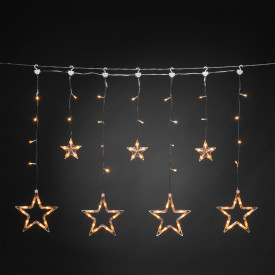 Konstsmide ljusgardin utomhus, 7 bärnstensfärgade ljus, stjärnor