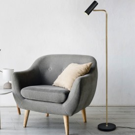 Trio Lighting Marley golvlampa, mässing