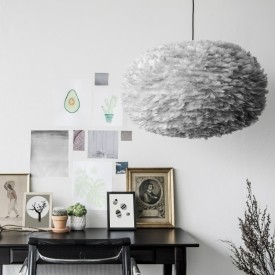 Umage Eos lampeskjerm med fjær, grå, Ø75 cm