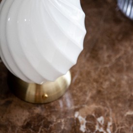 Twist Oval Bordlampe, G9, opal/antik messing