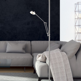 Trio Lighting Barrie gulvlampe, børstet stål