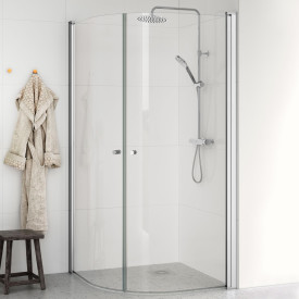 Gustavsbergs Round dusjhjørne, 89x99 cm, klart glass, krom profil