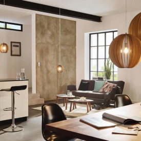 Eglo Cossano pendellampe, lønnetre, Ø30 cm