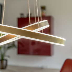 SLV One Double pendellampa, mässing