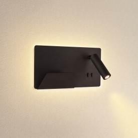 SLV Somnila USB væglampe, sort, venstre