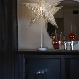 Konstsmide julestjerne med lys, 45 cm, sølv