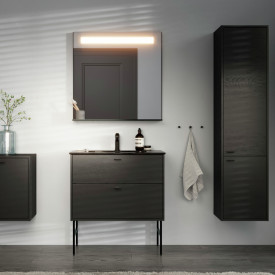 Gustavsberg speil med lys, 100x80,2 cm, sort