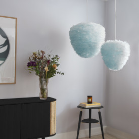 Umage Eos Evia lampeskjerm med fjær, lyseblå, Ø55 cm