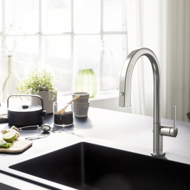 Hansgrohe Aqittura M91 kjøkkenarmatur, uttrekkbar tut, filtrert vann, stål