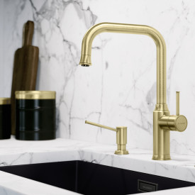 Blanco Livia S kjøkkenarmatur, uttrekkbar tut, gull