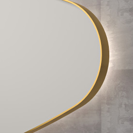 Sanibell Ink SP23 speil med lys, dimbar, duggfri, høyre, 100x60 cm, børstet matt gull