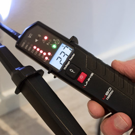 Spænding, gennemg, RCD, polsøger, fasefølge, lygte, Uniks M80D